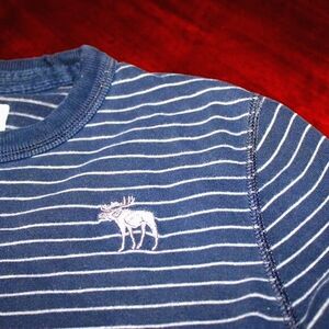 Abercrombie & Fitch Navy Blue Striped Long Sleeve Tee